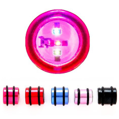 Plug licăritor pentru ureche &ndash; diverse culori și dimensiuni - Lățime: 16 mm, Culoare Piercing: Roz