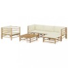 Gossi set mobilier de gradina cu perne alb crem, 6 piese, bambus