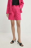 Answear Lab pantaloni scurți cu in culoarea roz, neted, high waist