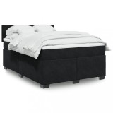 Cumpara ieftin Pat box spring cu saltea, negru, 160x200 cm, catifea