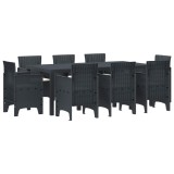 vidaXL Set de masă pentru grădină 9 pcs Antracit Polipropilenă 3378576