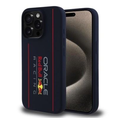 Husa pentru iPhone 15 Pro Max - Red Bull Racing Silicone Oversize Vertical Logo MagSafe (RBHMP15X24SIOLRV) - Navy foto