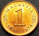 Moneda exotica 1 SEN - MALAEZIA, anul 1978 *cod 5317 = UNC, Asia