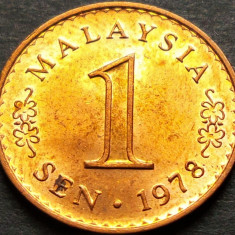 Moneda exotica 1 SEN - MALAEZIA, anul 1978 *cod 5317 = UNC