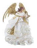 Figurina Inger din dantela alba si polirasina aurie Raffael 23x20x28 cm
