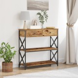 vidaXL Masă consolă, lemn vechi, 75x28x75 cm, lemn prelucrat și oțel