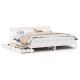 Cumpara ieftin Cadru de pat fara saltea, alb, 180x200 cm, lemn masiv pin