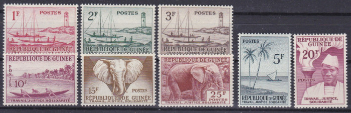 DB1 Guineea 1959 Munca Justitie Solidaritate Fauna Elefanti 8 v. MNH