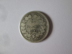 Rara! Franta 2 Francs 1842 W(Lille) argint Louis Philippe I