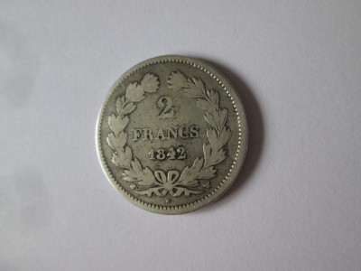 Rara! Franta 2 Francs 1842 W(Lille) argint Louis Philippe I foto
