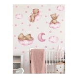 Cumpara ieftin Sticker Perete Autocolant Ursulet pe Nori Roz - 63x80cm - 784754