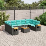vidaXL Set canapele de grădină cu perne, 10 piese, negru, poliratan 3227121