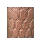 Material piele eco tapiterie hexagon cu gaurele maro/cusatura gri