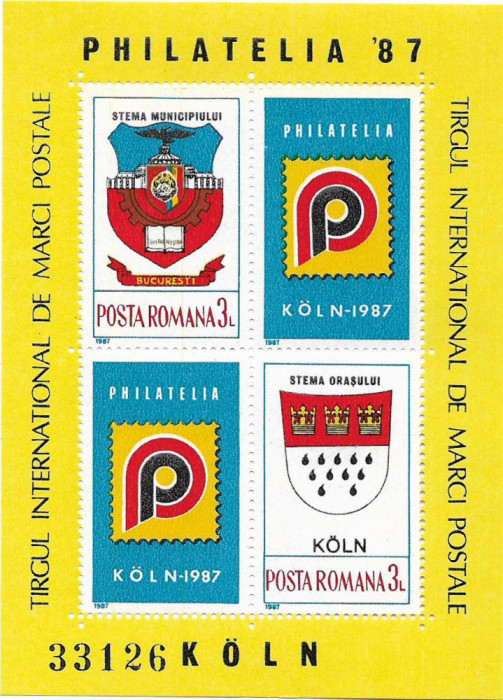 Colita Targul Filatelic International Koln (bloc), 1987 - NEOBLITERATA