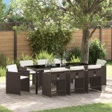 vidaXL Set de Dining de Grădină cu Perne - Ratan Poliester Marron