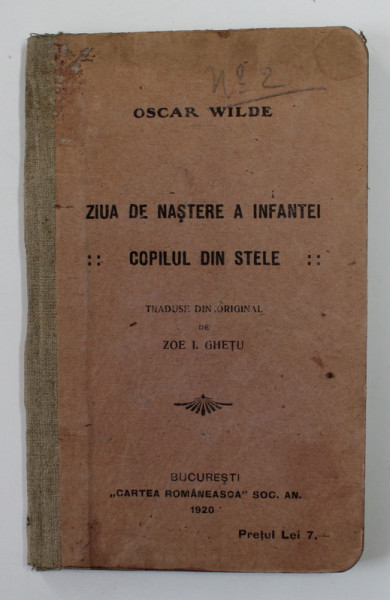 ZIUA DE NASTERE A INFANTEI / COPILUL DIN STELE de OSCAR WILDE , 1920