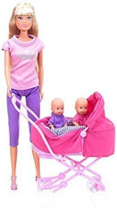 Papusa Steffi Love cu 2 bebelusi gemeni - Mov foto