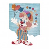 Covor pentru copii TOYS 75328 Clovn pentru copii - formă modernă, neregulată, bleumarin - turcoaz / roșu fucsie , 133x192 cm