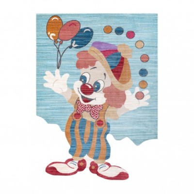 Covor pentru copii TOYS 75328 Clovn pentru copii - formă modernă, neregulată, bleumarin - turcoaz / roșu fucsie , 133x192 cm foto