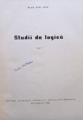 Ath. Joja - Studii de logica, vol. II (1966) foto