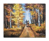 Cumpara ieftin Tablou indragostiti impreuna pe cararea vietii, pictat manual 50x40cm ulei pe panza, Constantin Feraru