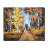 Tablou indragostiti impreuna pe cararea vietii, pictat manual 50x40cm ulei pe panza, Constantin Feraru