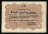 x529 UNGARIA REVOLUTIA DIN 1848 BANCNOTA DE 15 pengő krajcz&aacute;r 1849 VF text in romana scris cu litere cirilice