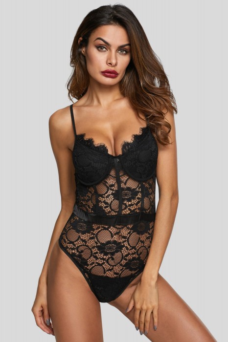 Eross body Lace Panelled S Black