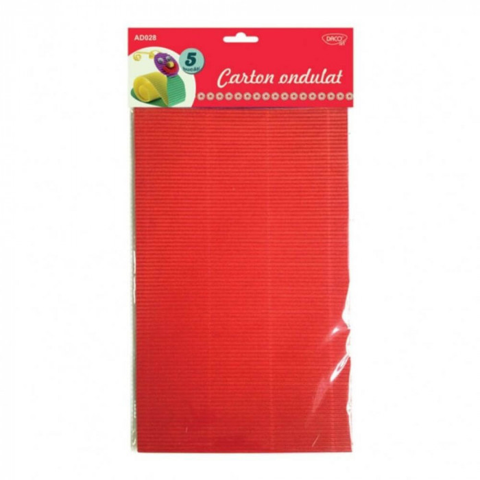 Hartie Cartonata A4 Ondulata DACO, 5 File/Top, 1 mm, 5 Culori, Hartie Carton Ondulat, Carton Colorat Ondulat, Hartie Cartonata Set, Hartie Ondulata A4