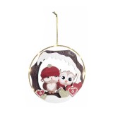 Decoratiune Craciun metal lemn multicolor cu led III 19 cm