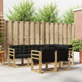 vidaXL Set de canapele de exterior cu pernă 7 pcs Alb și negru 3389562