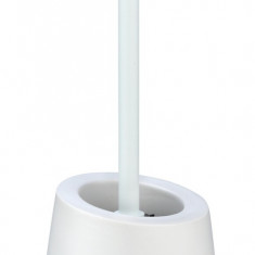 Perie pentru toaleta cu suport, Wenko, Badi, 13.5 x 13.5 x 38 cm, ceramica, alb