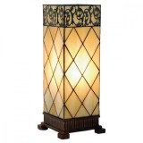 Cumpara ieftin Veioza cu baza din polirasina maro si abajur din sticla bej Tiffany 18x18x45 cm