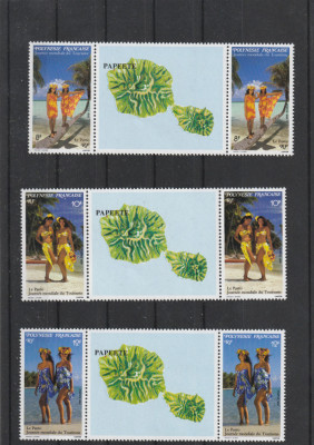 Polynesia 1990-Ziua turismului,Frumuseti in saronguri dant.,MNH,Mi,565-567 foto