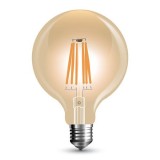 Cumpara ieftin Bec LED E27 8W cu filament alb cald V-TAC, G125 2200K dimabil, Becuri LED