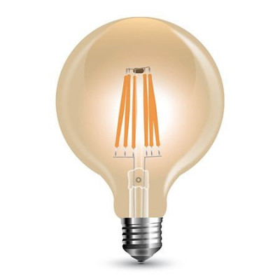 Bec led g125 e27 reglabil 8w cu filament 2200k alb cald foto