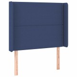 Cumpara ieftin Tablie de pat cu aripioare, albastru, 93x16x118/128 cm, textil