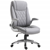Vinsetto Scaun de Birou Ergonomic cu Căptușeală, &Icirc;nălțime Reglabilă și 5 Roți Pivotante, 69,5x76x113-121 cm, Gri | Aosom Romania