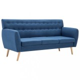 Canapea cu 3 locuri, tapiterie textila, 172x70x82 cm, albastru