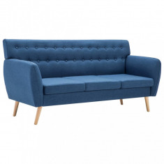 Canapea cu 3 locuri, tapițerie textilă, 172x70x82 cm, albastru