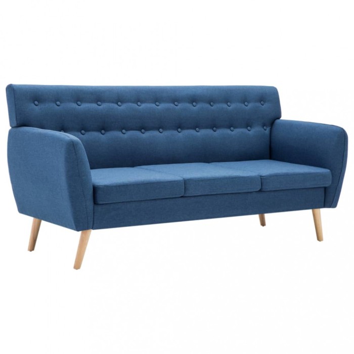 Canapea cu 3 locuri, tapiterie textila, 172x70x82 cm, albastru