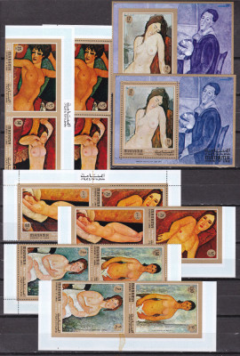 Manama 1971 pictura Modigliani MI 425-430 A+B + bl.99 A+B . MNH foto