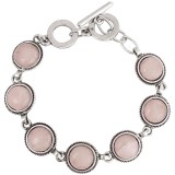 Bratara 7 pietre Cuart Roz, piatra forma rotund, &icirc;nchizătoare toggle reglabila