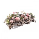 Cumpara ieftin Suport lumanari din lemn decorat cu oua roz 30x14x9 cm