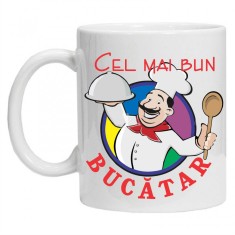 Cana alba personalizata "cel mai bun bucatar", INOVATIX&reg;. 330ml