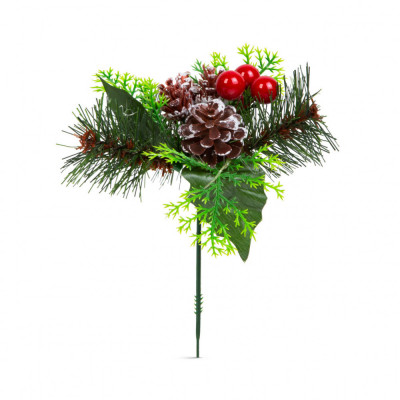 Decor de Crăciun - con, și fructe de pădure roșii - 8 x 20 cm foto