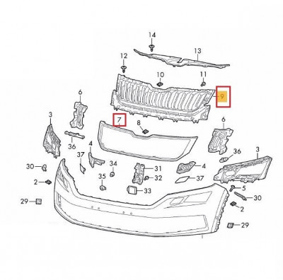 Grila masca radiator Skoda Kodiaq, 10.2016-, Monte Carlo, Fata, cu rama neagra, Aftermarket foto