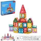 Set magnetic pentru constructii, 66 piese multicolor, plastic transparent, margini magnet, ProCart