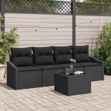 VidaXL Set de canapele pentru grădină 5 pcs Negru 55 x 55 x 37 cm