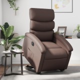 VidaXL Fotoliu rabatabil electric cu ridicare, maro, piele ecologică 3204056